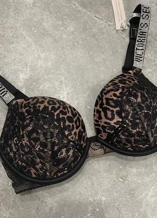 Бюстгальтер с камнями victoria’s secret со стразами лиф бюст виктория сикрет леопардовый
