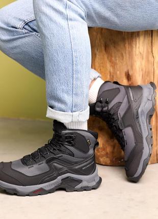 Качественные, практичные мужские черно-серые ботинки, влагостойкие, демисезонные,осенние,осень-зима,еврозима