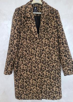 Пальто пиджак длиный леопард