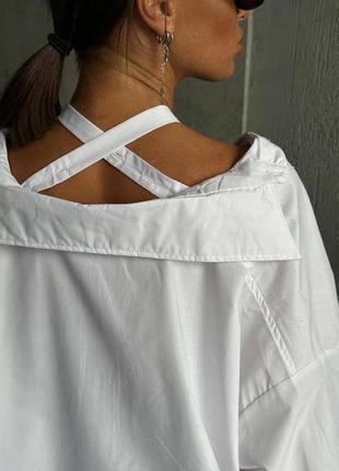 Рубашка сорочка в стилі prada біла довга3 фото