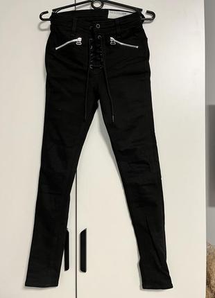 Коттоновые черные брюки размер xs rag & bone, черные джинсы