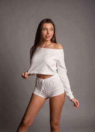 Женская пижама sweetjama (шорты + топ ) белая качество топ!!!2 фото