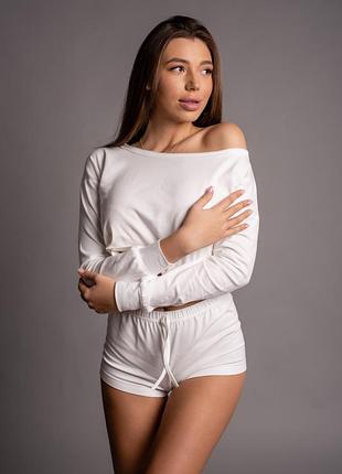 Женская пижама sweetjama (шорты + топ ) белая качество топ!!!4 фото