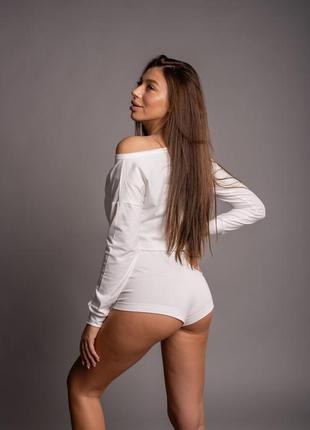 Женская пижама sweetjama (шорты + топ ) белая качество топ!!!5 фото