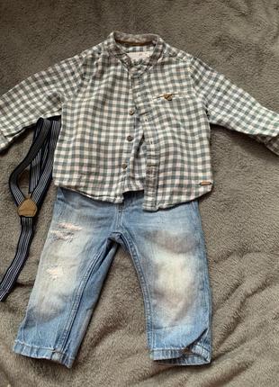 Комплект для хлопчика, джинси , сорочкаzara та кофтинка2 фото
