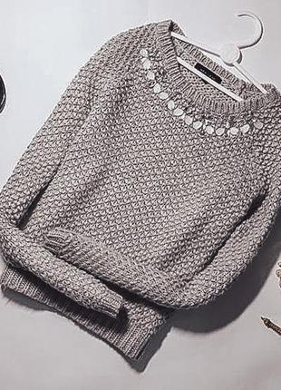 Вязаный свитер с камнями1 фото