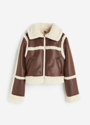 Дубленка дубленка кожаная куртка байкерка h&m hm оригинал ✅ xs s m l xl