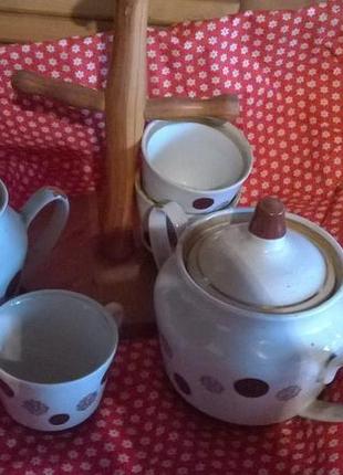 Чашечки на дерев'яній стоечке, набір для чаювання7 фото