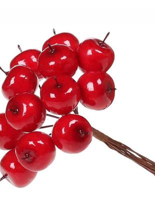 Декоративний букет яблук червоного кольору, 12 шт. декор для флористики, композицій, гірлянд1 фото