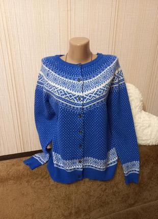 Стильный винтажный шерстяной кардиган кофта джемпер свитер скандинавский мотив5 фото