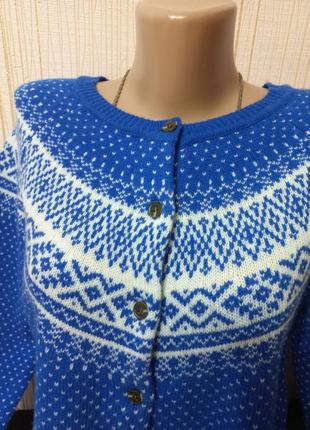 Стильный винтажный шерстяной кардиган кофта джемпер свитер скандинавский мотив3 фото