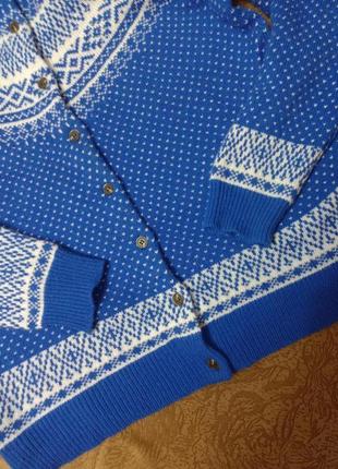 Стильный винтажный шерстяной кардиган кофта джемпер свитер скандинавский мотив6 фото