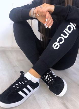 Носки в подарок! замшевые женские кроссовки adidas черный цвет (весна-лето-осень)😍2 фото