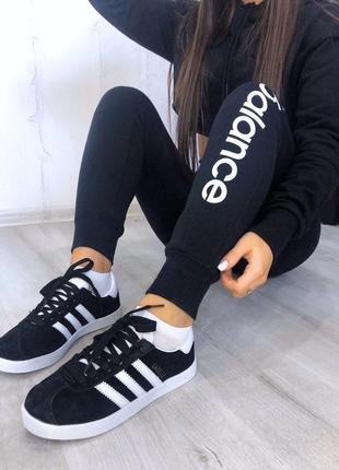 Носки в подарок! замшевые женские кроссовки adidas черный цвет (весна-лето-осень)😍3 фото