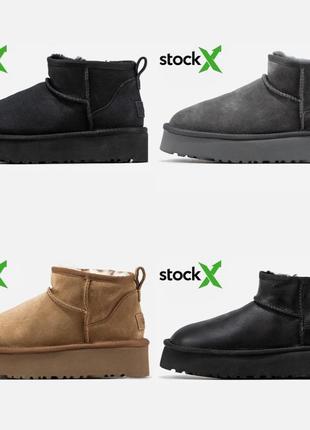 Ugg classic mini зимові коричневі/чорні/сірі/біжеві уггі унісекс жіночі та чоловічі теплі, стильні чоботи 36-4010 фото