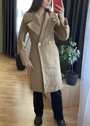 Шерстяне бежеве пальто6 фото
