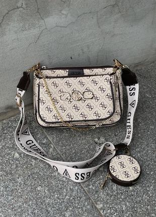 Сумка guess pochette multi cream6 фото