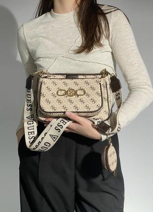 Сумка guess pochette multi cream8 фото