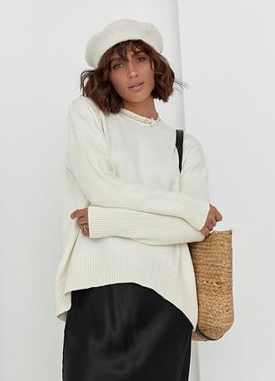 В´язаний светр оверсайз, молочний