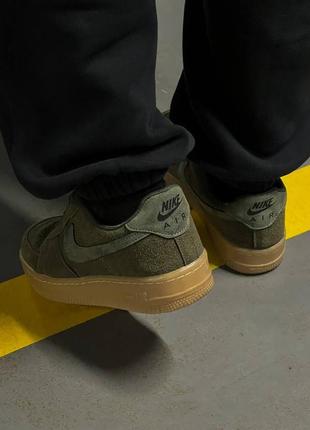 Мужские замшевые кроссовки nike air force khaki3 фото