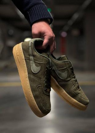 Мужские замшевые кроссовки nike air force khaki4 фото