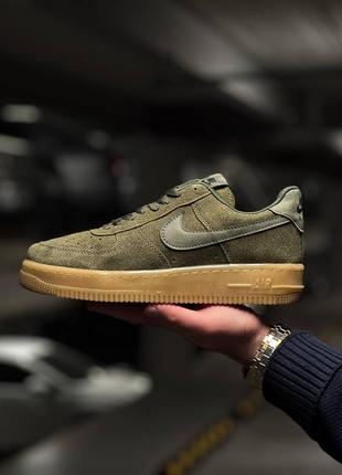 Мужские замшевые кроссовки nike air force khaki2 фото