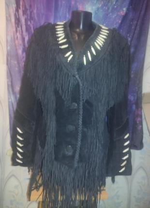 Вінтажна замшева куртка з бахромою в стилі дикого заходу індіанська ковбойська