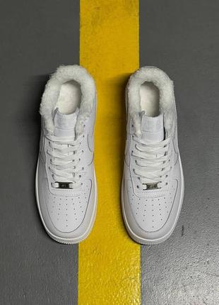 Кожаные, зимние кроссовки nike air force low white winter. цвет белый. унисекс