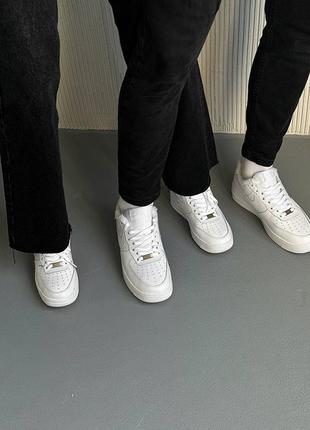 Зимние кожаные кроссовки nike air force low white winter унисекс8 фото