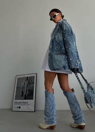 Жакет джинсовый в стиле acne studio голубой4 фото