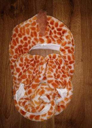 🧡🧡🧡стильная шапка жираф три в одном шарф варежки🧡🧡🧡7 фото