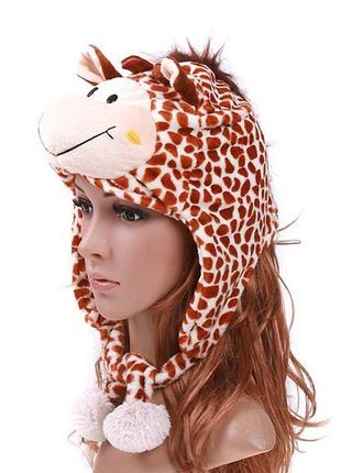 🧡🧡🧡стильна шапка жираф три в одному шарф-варенки🧡🧡🧡1 фото