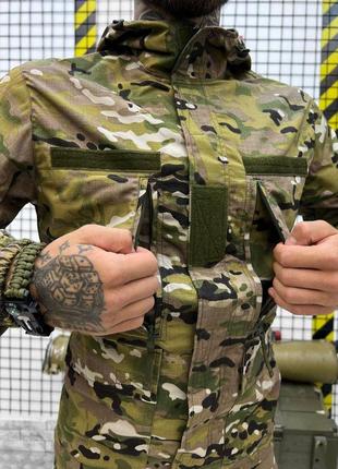 Військова форма мультикам осінь тактичний костюм розвідника multicam осінній китель куртка з капюшоном і штани на манжетах4 фото