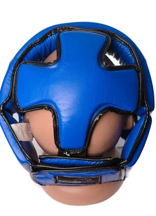 Боксерський шолом турнірний powerplay 3049 синій m капа в комплекті (в подарунок)4 фото