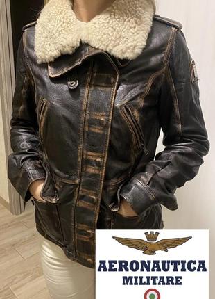 Шкіряна куртка aeronautica militare (42) made in italy