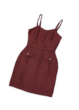 Сукня міні гусяча лапка принт твід