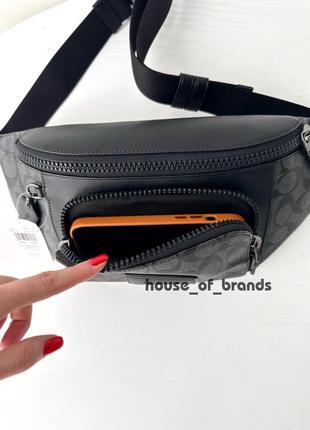 Чоловіча брендова шкіряна сумка бананка coach track belt bag оригінал поясна сумочка коач коуч на подарунок хлопцю чоловіку8 фото