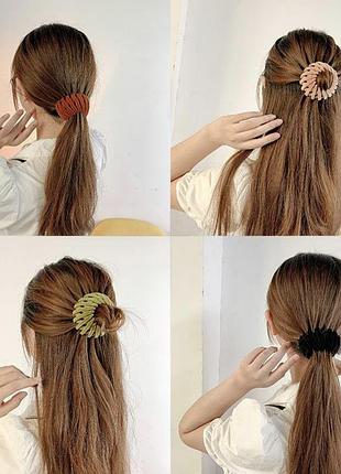 Жіночий зажим для волосся зачіски гніздо кліпса hairclip  бархатна пластмасова зубчаста зажим шпилька хвіст бежева чорна сіра коричнева зелена рожева