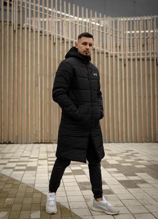 Длинная мужская куртка under armour Hooded черная