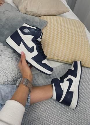 Чоловічі кросівки nike air jordan 1 retro mid navy blue white 3 знижка sale / smb