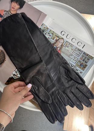 Довгі шкіряні рукавички з натуральної шкіри оригінал tosca blu🔥3 фото