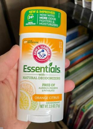 Натуральний дезодорант антеперспірант arm&hammer, essentials цитрус без алюмінію та парабенів