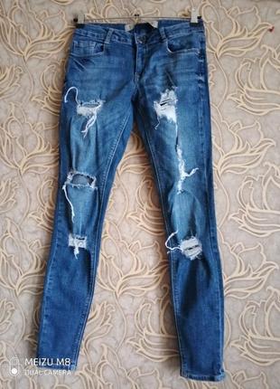 (810) узкие рваные джинсы  denim co/размер  8/36