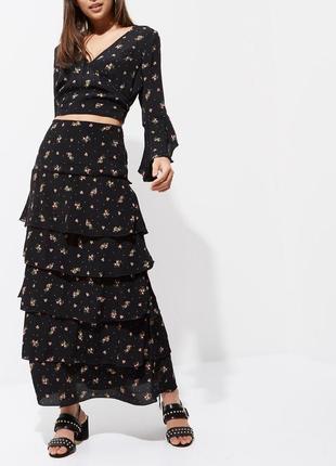 Женская длинная юбка с оборками и цветочным принтом river island