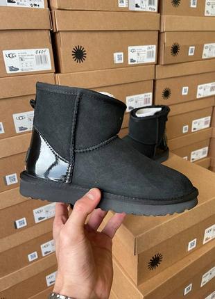 Замшевые угги ugg black metallic suede. внутри овчина