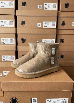 Женские угги с мехом ugg classic clear mini brown