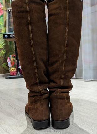 Зимние коричневые сапожки до колена (натур. замша), размер 38, торг3 фото