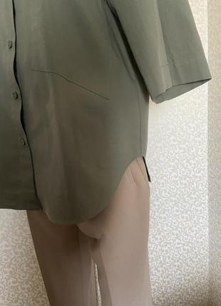 Поплінова сорочка колір хакі zara колекція 2023року6 фото