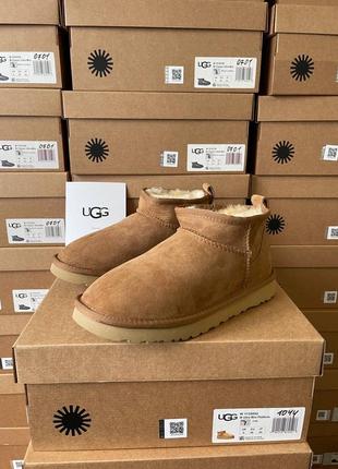 Женские угги с мехом ugg ultra mini chestnut