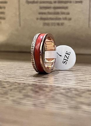 Керамическое кольцо женское красное с камнями5 фото
